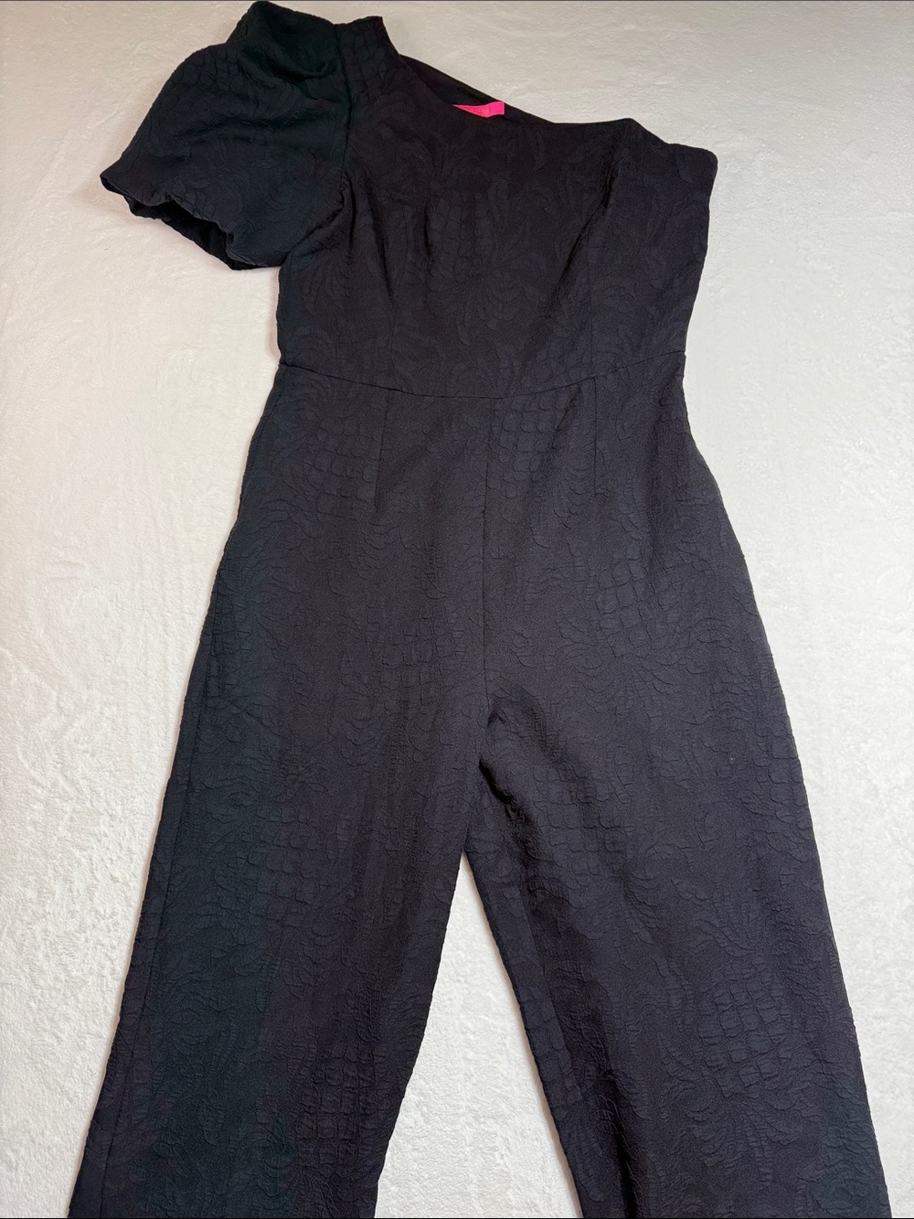 New Lilly Pulitzer Black One-Sleeve Textured Jumpsuit